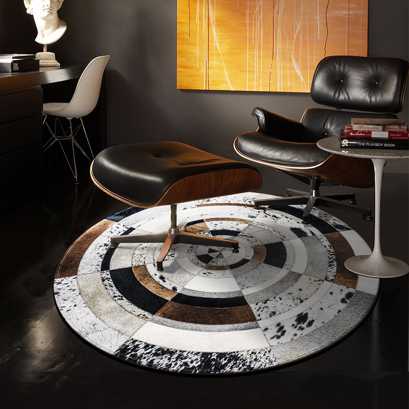 灰色圆形客厅地毯灰色手工大坪数豪宅工业灰样板房定制地毯2a