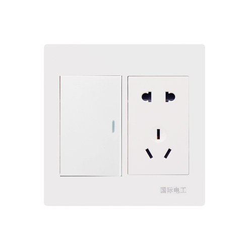 国际电工120型开关插座面板v墙壁单开1开5孔白色 大盒一开双控五