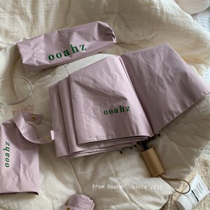 ooahz定制款:蜜桃水粉~配色绝了黑胶挡太阳折叠遮阳伞口袋小雨伞