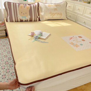 韩式 冰丝空调软席套件 Chic风卡通牛奶丝碳光凉席三件套凉感夏季