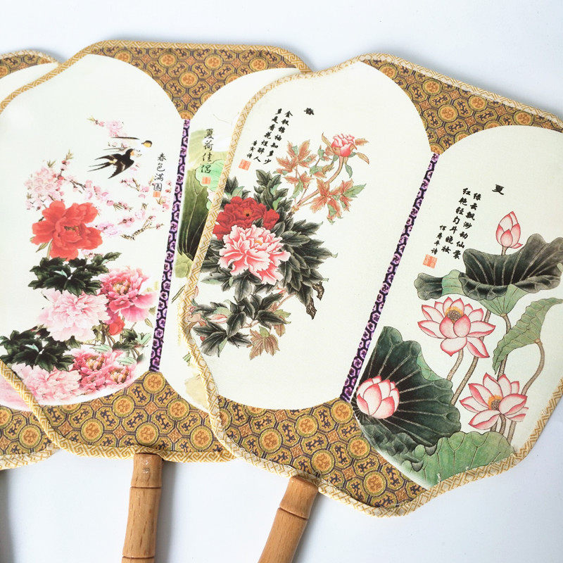 古典方形宫廷扇子面芭蕉花鸟加厚印花团扇舞台戏曲表演古装道具