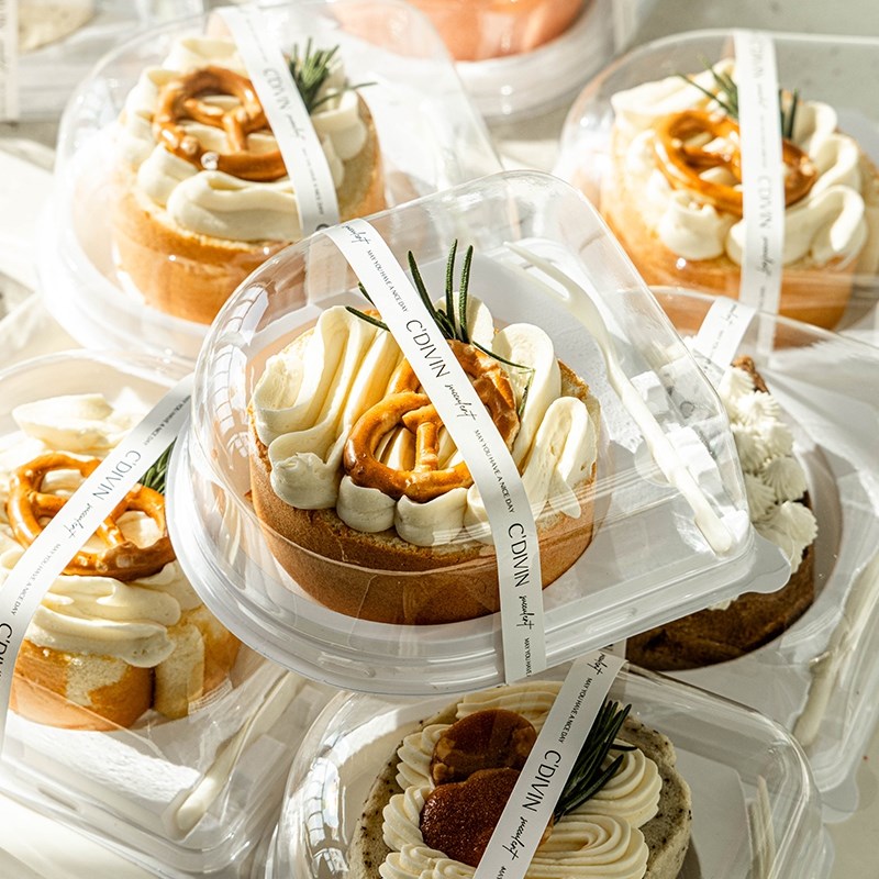 蛋糕卷包装盒虎皮瑞士卷打包小盒子单个圆形甜品烘焙切片蛋卷