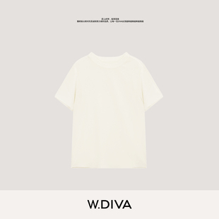 W.Diva【香江】100精选双绉桑蚕丝夏季简约短袖T恤女52T281631