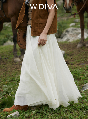 W.Diva【花码密语】高腰显瘦百搭中长款仙女裙半身裙51K301340