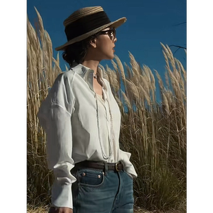 W.Diva【Anna】欧若风宽松品质百搭时尚三醋酸长袖衬衫1S082C045