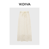 棉白色蕾丝拼接夏季 W.Diva 兰桂 洋气橡筋腰头半裙51K171803