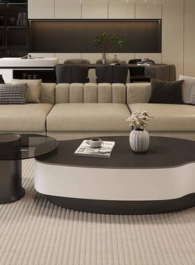 创意形岩板黑白RPI芒果茶几轻奢客厅220户5新款家用异小型组合感