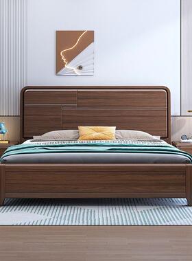 新中式金丝檀木实床木床2MCC米物x2米大床主卧高箱储米8双1人床家