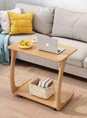 ai003-3可移动懒人实木沙发边几型小桌全子小户木质方桌床c型头客