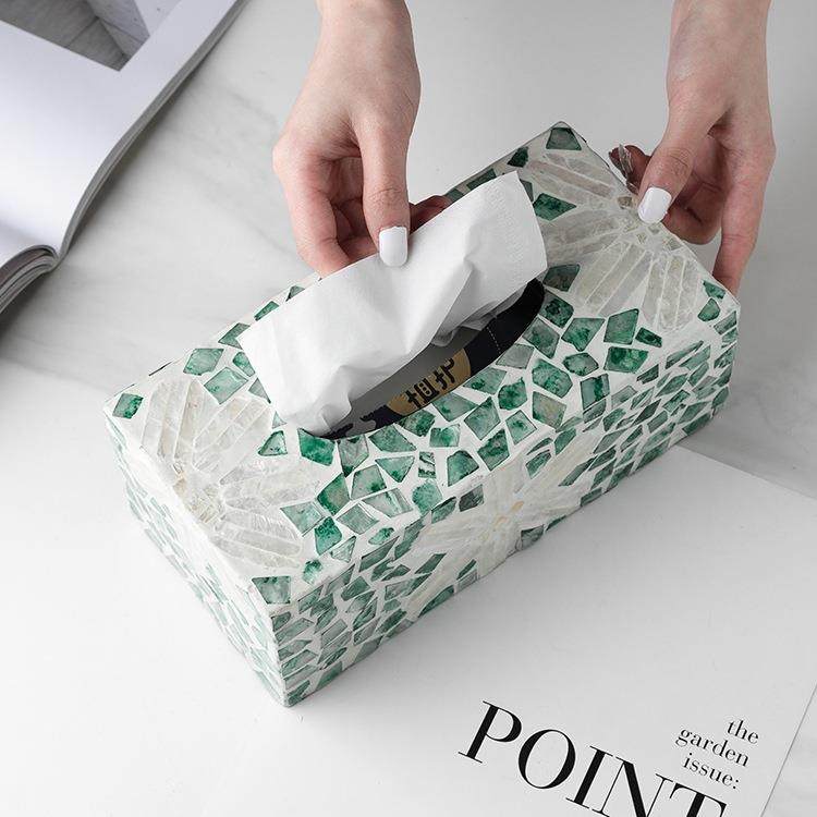 轻奢天然贝985壳装巾饰纸巾客厅茶几摆件收纳盒家用创意餐纸盒抽,收纳整理,纸巾盒,淘宝优惠券,粉丝福利购,淘宝优惠卷