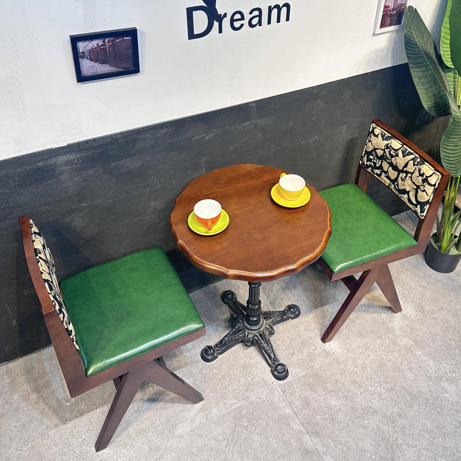 实木复南洋风西厅餐餐桌椅组合中古古餐风餐吧饮饭店桌QQT子椅子