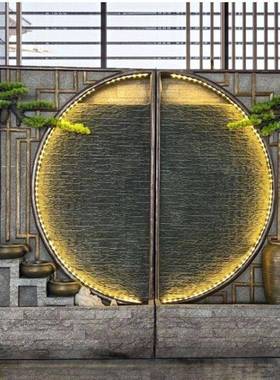 大型喷泉观池面花园水景民宿造景阳台假鱼池山双景KHT流水摆件