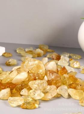 然巴西黄水晶景585碎石鱼装缸花盆铺路石天小颗粒观饰石