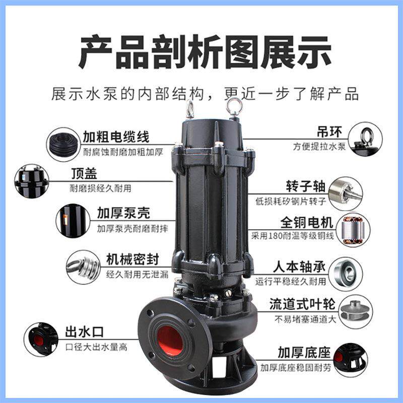 Q污泵水泵站专用提升泵无0堵塞污水污物潜水7W5KWUQP9KW110KW潜污