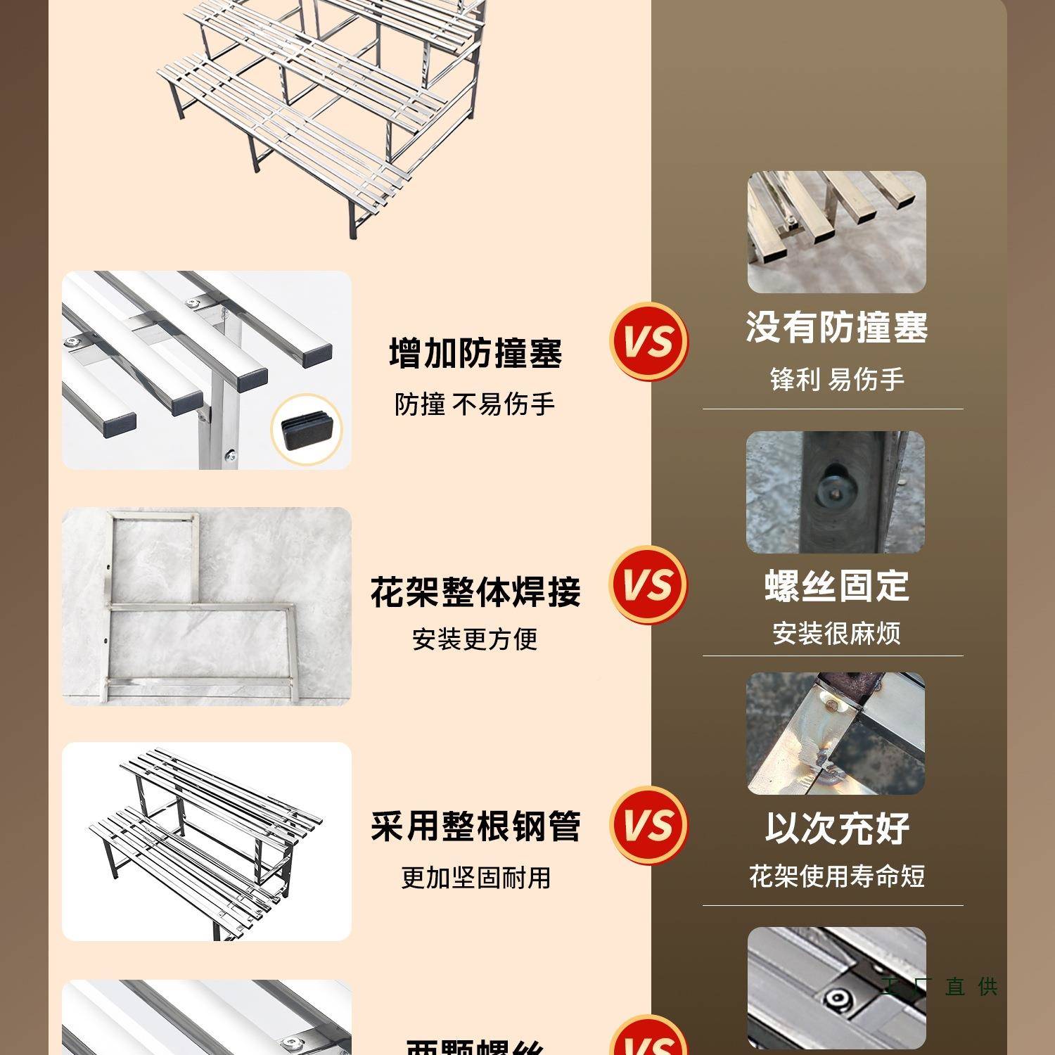 肉不锈钢一靠墙花架阶梯落地式多层多体阳客厅台户外置985物架花