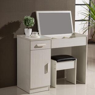 约简易翻盖卧梳妆台室简镜现代组装小户型带子带凳NIG化妆台书桌