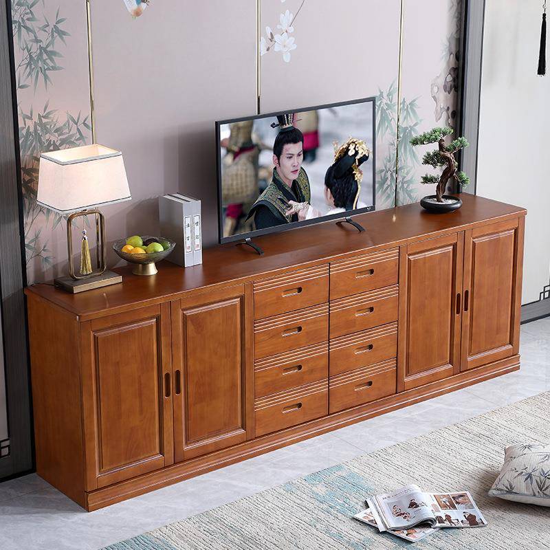 中式实木电2028视24米2.8米3.6米柜储加高80cm客厅影视柜长物.背