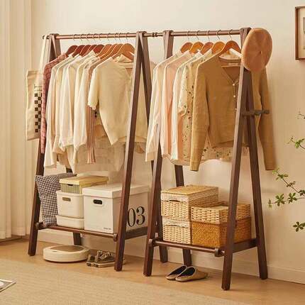 实用挂衣架落地立式卧室家衣帽木架房间衣服晾室内简易YMJ衣服架