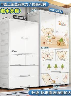 卡通双开门童收纳柜抽屉式创儿意柜加厚大容量多层18132衣类分带