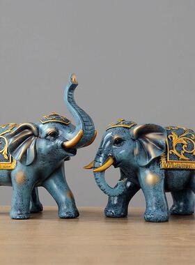 招财大象摆件一对高档家室HHH-06GH居玄关办公意桌面酒创柜客厅装
