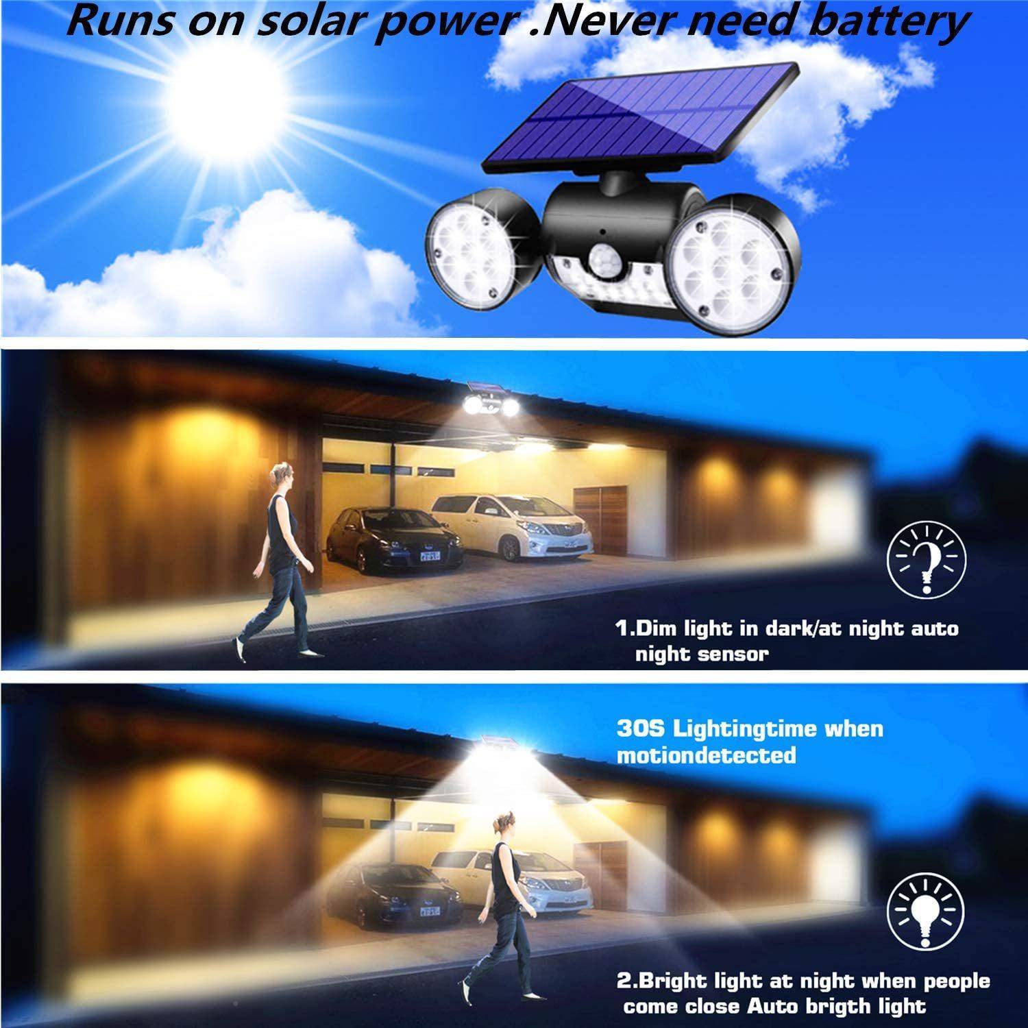 太阳YY-2303能能灯防水3led人体应感庭院景观路灯太阳双头旋转照