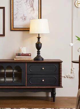 法复古实OWS木电视柜黑色美式客厅几式落地储物柜收纳网茶红新款