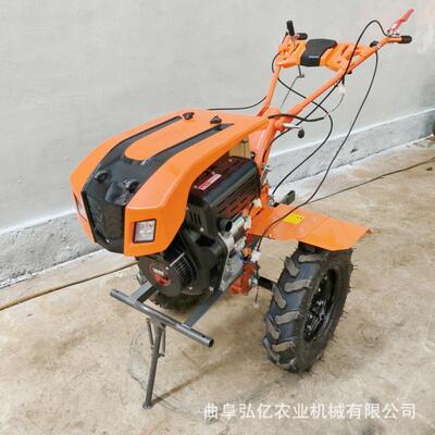 出口罩两驱微耕机5HFU灯00-电12大轮胎款水旱耕地机柴油直连启动