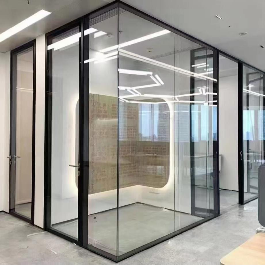 办公室玻璃隔断002写字楼钢化玻百璃断铝隔合金中空墙叶双层隔断