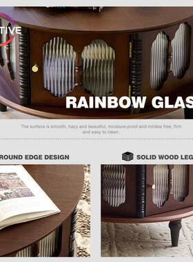 式复古全实木茶几小户ZAH茶客厅家用沙发边几电视柜组法合圆型形