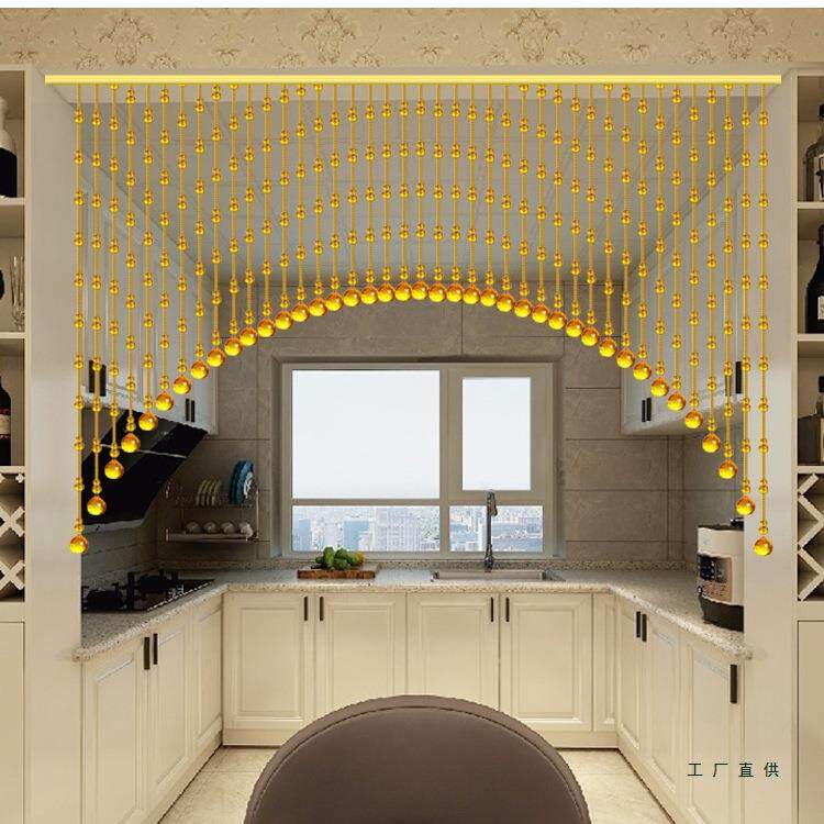 水珠帘门帘客子厅隔断F98H8H69帘202形5年新款金黄拱葫晶芦帘卫生