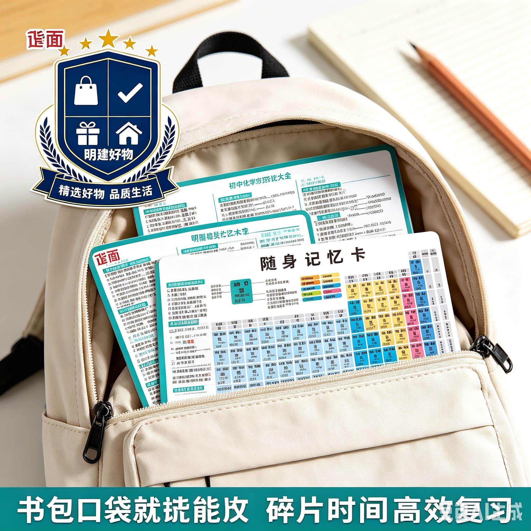 【全套5张】初77303中物理化学识常知元素周期表大考全程卡片方贺