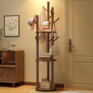 瑞典宜氏家居旋转衣帽架立式衣服置物架子家用轻奢实木落地挂衣架
