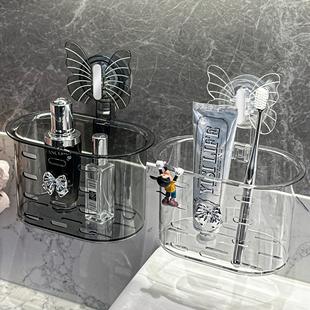 洗脸巾蝴蝶结吸盘收纳盒壁挂式 浴室化妆品收纳盒轻奢