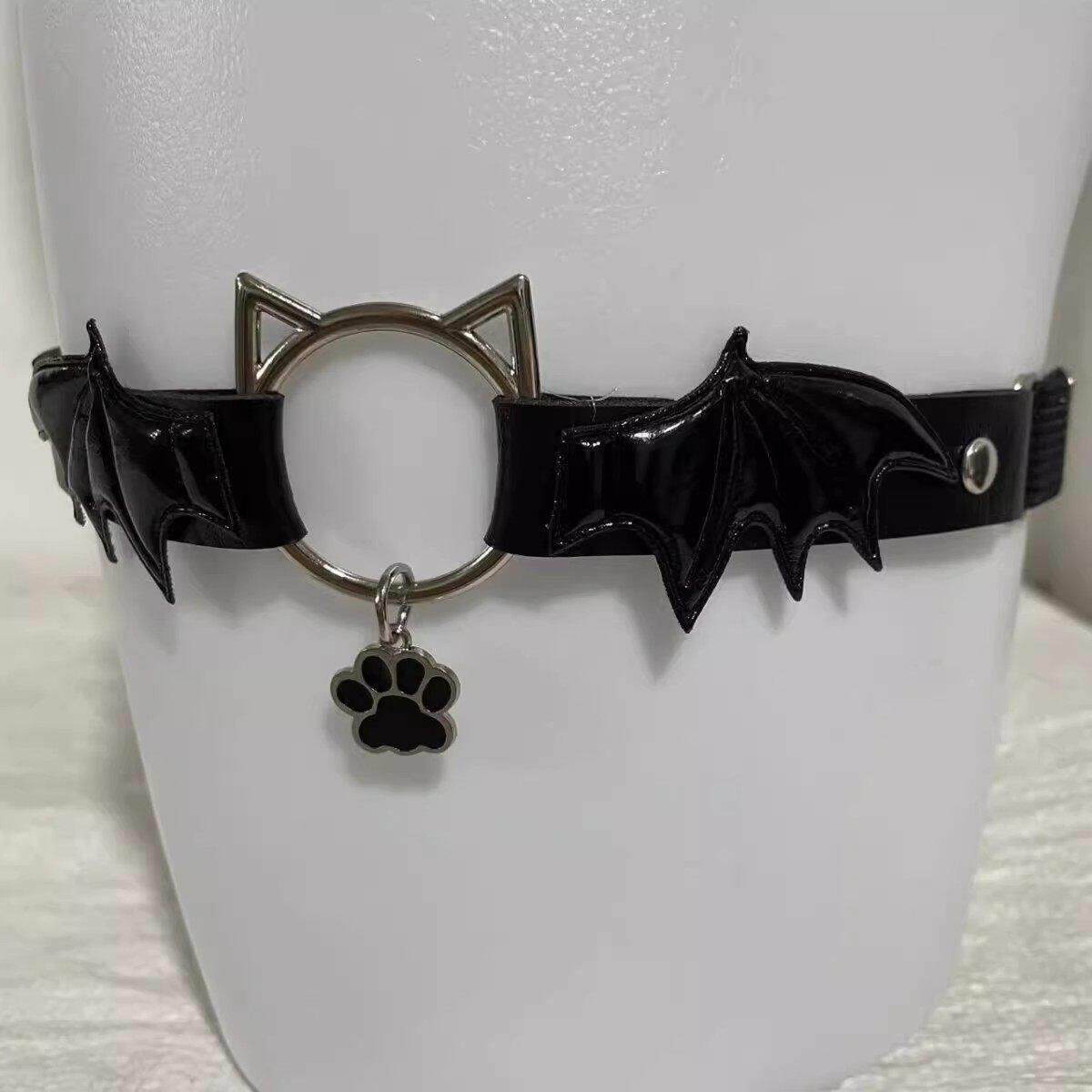 Lolita哥特恶魔翅膀猫爪吊坠皮革腿环腿带芒星亚文化jk性感大腿带