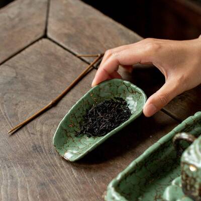 手工复陶瓷茶荷古茶则变赏茶勺特茶色窑铲79915六子君茶道配件