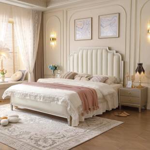 高 轻人奢实木床米8法主卧大床简约钢琴软包床双床式 815A A01美式