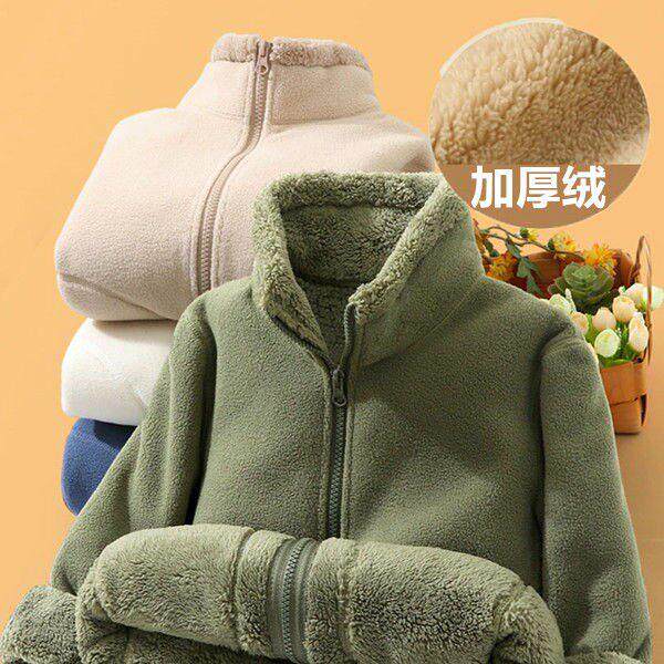 冬季校服棉衣内胆抓绒衣大童加厚加绒羊羔绒初中生内搭小棉袄