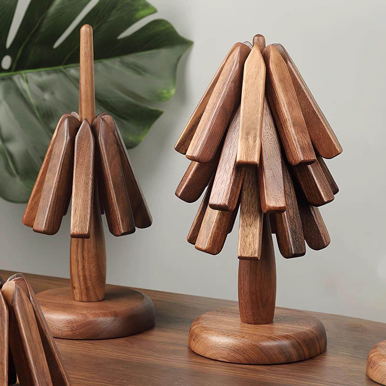 高级感圣诞树杯垫一棵树隔热垫实木创意餐桌防烫耐高温茶拖锅碗垫,餐饮具,餐垫,淘宝优惠券,粉丝福利购,淘宝优惠卷