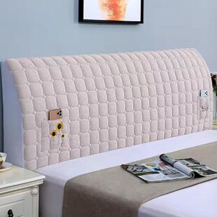 金橙优选床头罩秋冬款条绒加厚夹棉床头靠背垫布艺全包防尘保护罩