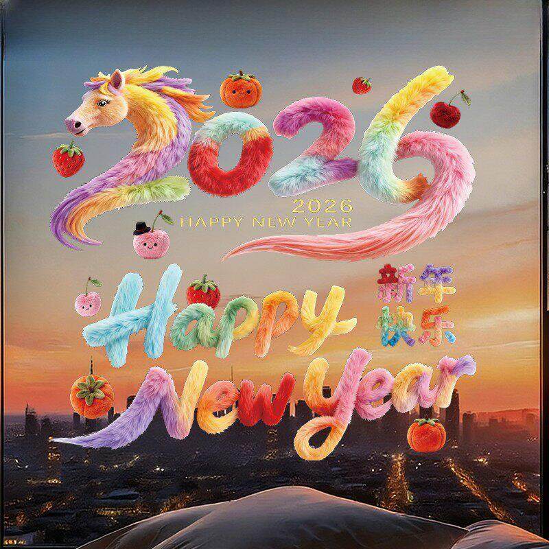 马年仿毛绒静电贴窗花贴纸春节装饰用品玻璃印花福字门贴2026新款,节庆用品/礼品,喜字/剪纸/贴纸,淘宝优惠券,粉丝福利购,淘宝优惠卷