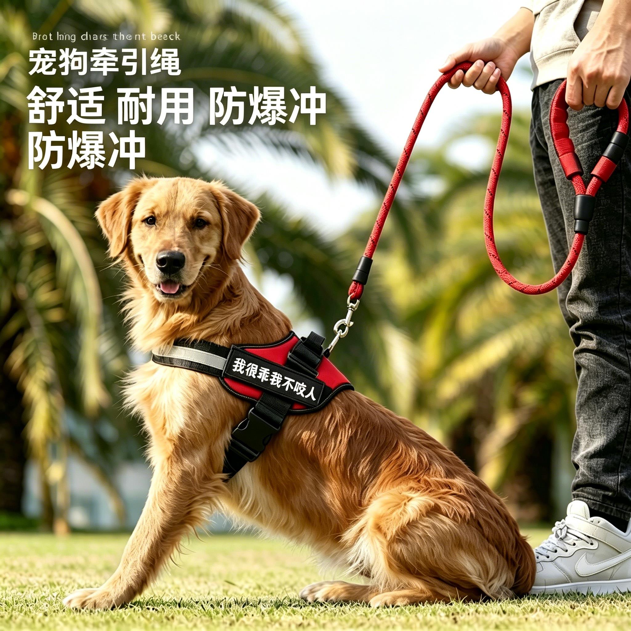 狗狗牵引绳外出遛狗可携式防爆冲中小型犬通用舒适宠物出行牵引用