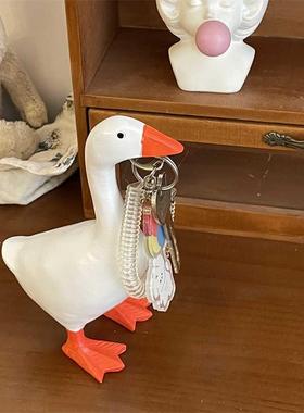 帮你拿钥匙！大白鹅磁铁可爱树脂创意家居玄关摆件钥匙架仿真鸭子