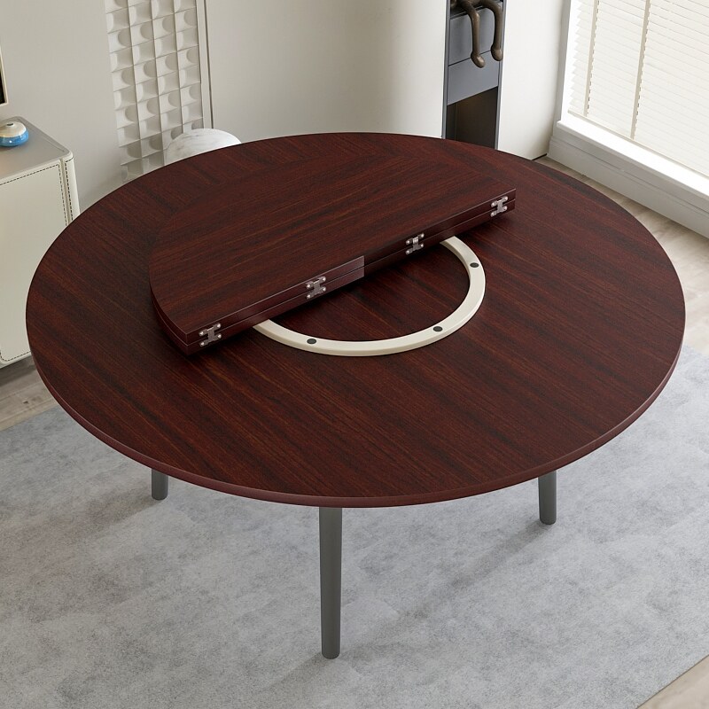 大圆桌面15人可折叠家用20人圆台面两折面板大号圆形家庭餐桌转盘