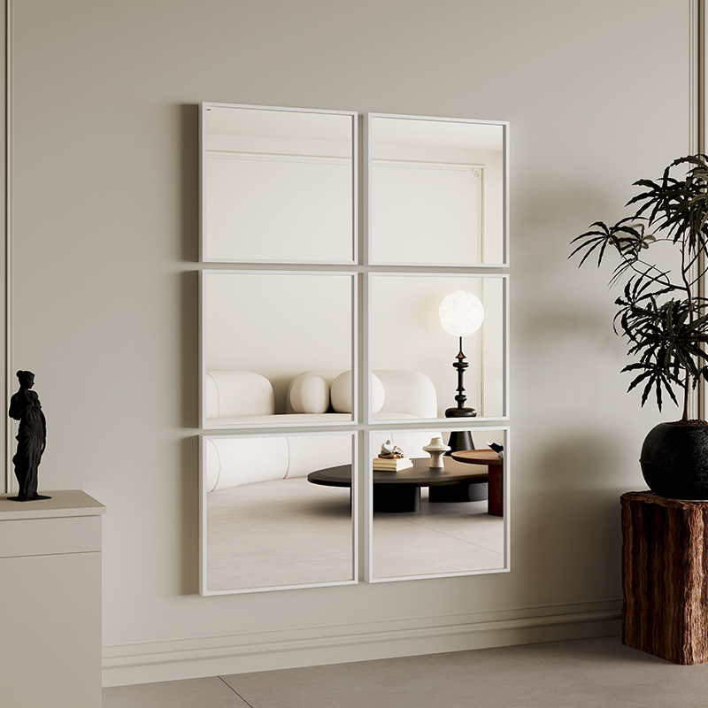 免打孔镜子贴墙自粘客厅玄关装饰镜挂墙穿衣镜壁挂艺术全身试衣镜