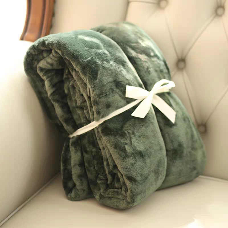 夏季空调毯军绿色男生宿舍盖毯冬季床单毛绒保暖