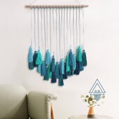 饰地中海风蓝色穗子流苏壁挂毯餐厅隔断帘 民宿墙壁房梁装 天空