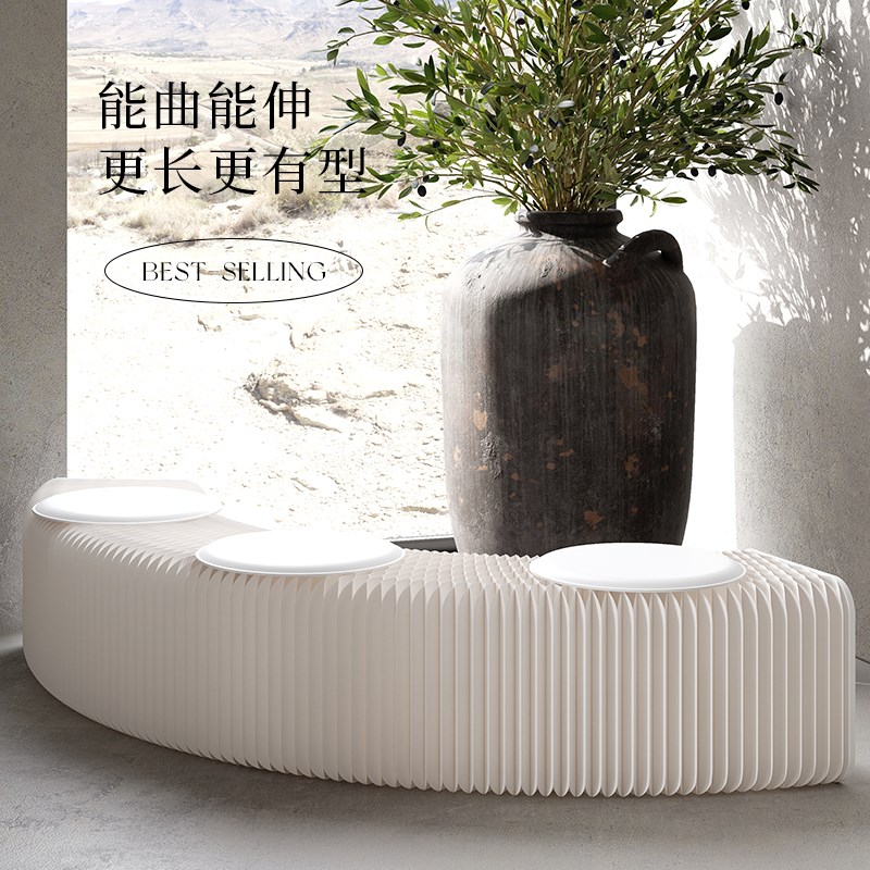 十八纸折叠长凳矮凳多人座时尚休闲简约餐椅休息等待椅设计家具