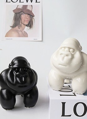 金刚大猩猩动物陶瓷摆件品办公室公司酒吧咖啡厅家居摆饰装饰摆件