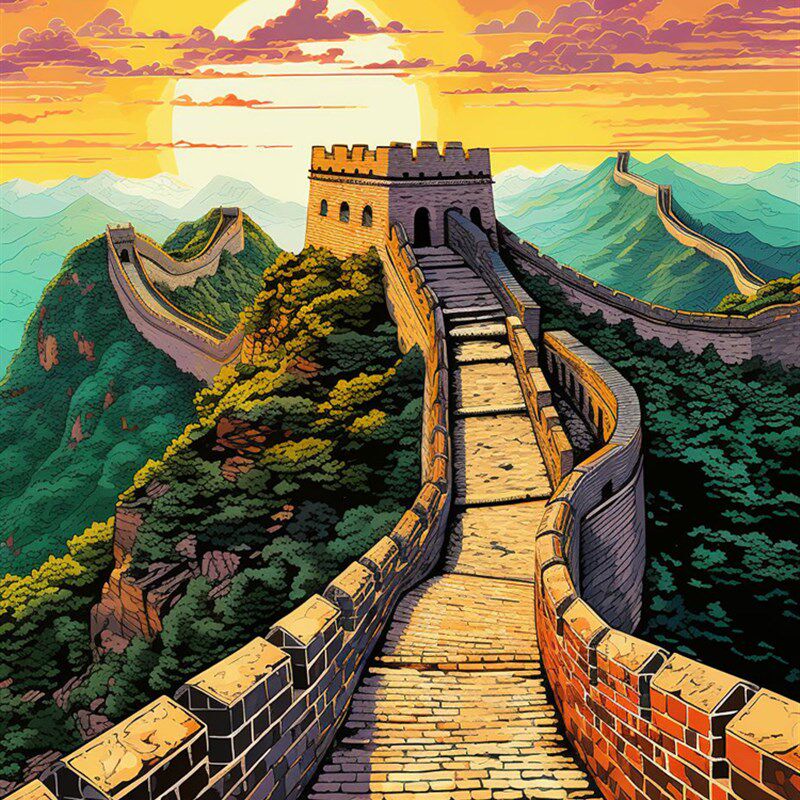 长城依旧卧数字油画手绘画画diy填充色油彩画解闷减压手工添色画