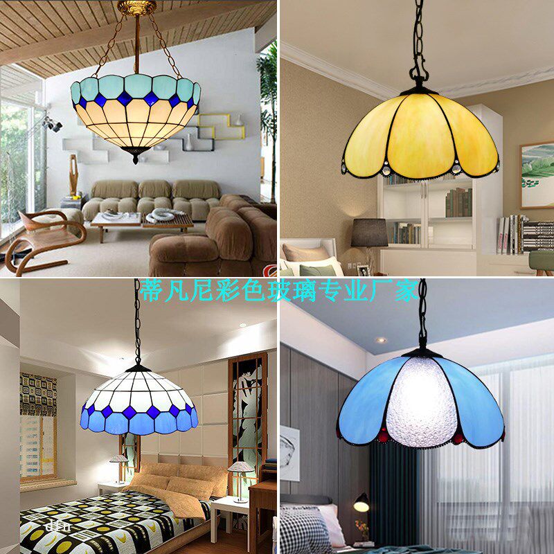 简欧式手工玻璃客厅餐厅吊灯地中海餐个性吸吊灯节能灯吧台餐桌灯
